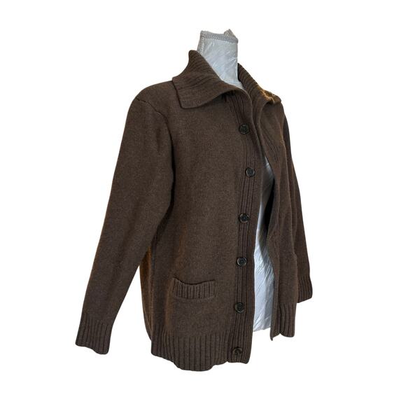 Vintage Brown Merino Wool Cardigan Womens Sz Medium Heritage Cabincore Academia - Picture 4 of 16